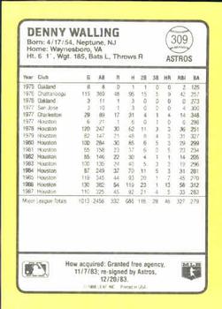 1988 Donruss Baseball's Best #309 Denny Walling Back