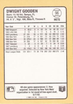 1988 Donruss Baseball's Best #96 Dwight Gooden Back