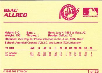 1989 Star Canton-Akron Indians #1 Beau Allred Back