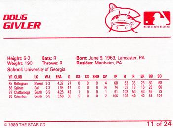 1989 Star Columbus Mudcats #11 Doug Givler Back