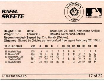 1989 Star Hagerstown Suns #17 Rafel Skeete Back