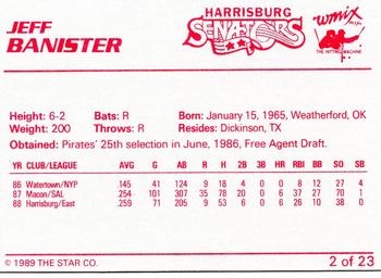 1989 Star Harrisburg Senators #2 Jeff Banister Back