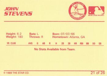 1989 Star Johnson City Cardinals #21 John Stevens Back