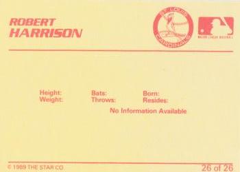 1989 Star Johnson City Cardinals #26 Robert Harrison Back