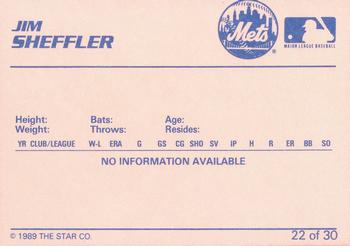 1989 Star Kingsport Mets #22 Jim Scheffler Back