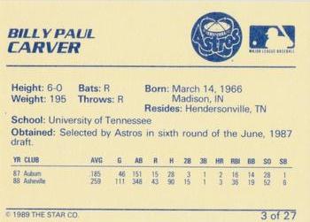 1989 Star Osceola Astros #3 Billy Paul Carver Back