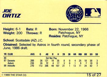 1989 Star Osceola Astros #15 Joe Ortiz Back