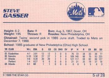 1989 Star Pittsfield Mets #5 Steve Gasser Back