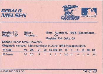 1989 Star Prince William Cannons #14 Gerald Nielsen Back
