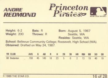 1989 Star Princeton Pirates - Platinum #16 Andre Redmond Back