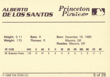 1989 Star Princeton Pirates - Platinum #5 Alberto De Los Santos Back