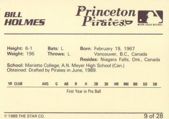 1989 Star Princeton Pirates - Platinum #9 Bill Holmes Back