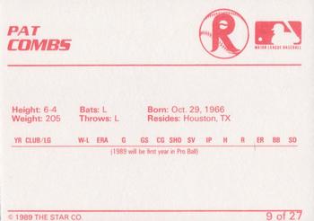 1989 Star Reading Phillies #9 Pat Combs Back