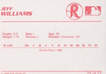 1989 Star Reading Phillies #25 Jeff L. Williams Back