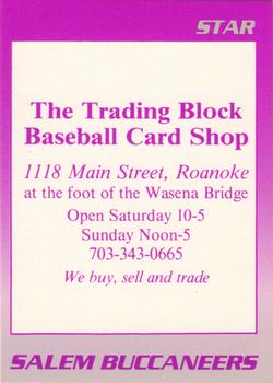 1989 Star Salem Buccaneers #NNO The Trading Block Baseball Card Shop Front