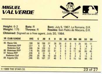 1989 Star Salem Buccaneers #23 Miguel Valverde Back