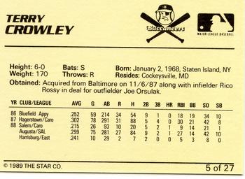 1989 Star Salem Buccaneers #5 Terry Crowley Back
