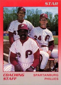 1989 Star Spartanburg Phillies #26 Coaching Staff (Mel Roberts / Rick Jones / Buzz Capra) Front