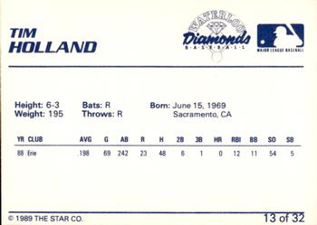 1989 Star Waterloo Diamonds #13 Tim Holland Back