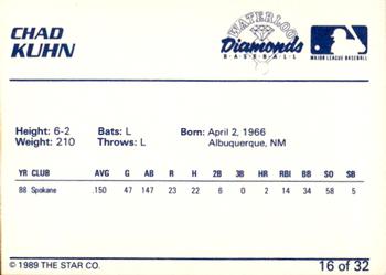 1989 Star Waterloo Diamonds #16 Chad Kuhn Back