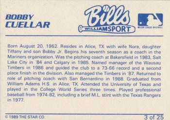 1989 Star Williamsport Bills #3 Bobby Cuellar Back
