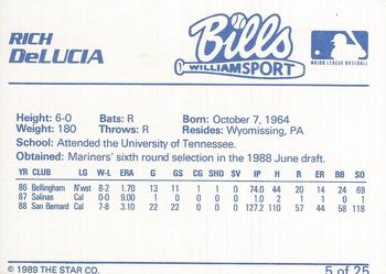 1989 Star Williamsport Bills #5 Rich DeLucia Back