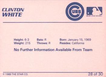 1989 Star Wytheville Cubs #28 Clinton White Back