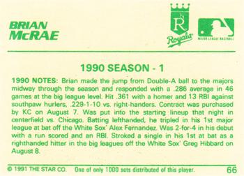 1991 Star The Future #66 Brian McRae Back