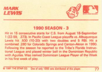 1991 Star The Future #77 Mark Lewis Back