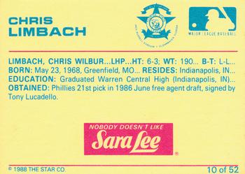 1988 Star Florida State League All-Stars #10 Chris Limbach Back