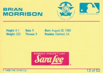 1988 Star Florida State League All-Stars #13 Brian Morrison Back