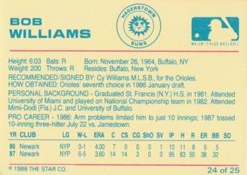 1988 Star Hagerstown Suns #24 Bob Williams Back