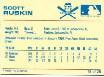 1988 Star Salem Buccaneers #18 Scott Ruskin Back