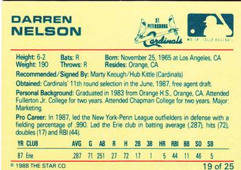 1988 Star St. Petersburg Cardinals #19 Darren Nelson Back