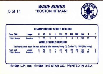1988 Star Wade Boggs #5 Wade Boggs Back