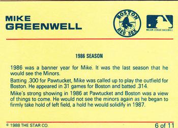 1989 Star Mike Greenwell Red #6 Mike Greenwell  Back