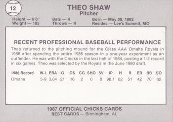 1987 Best Memphis Chicks #12 Theo Shaw Back