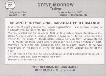 1987 Best Memphis Chicks #27 Steve Morrow Back