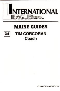 1987 TCMA Maine Guides #24 Tim Corcoran Back