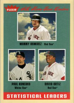 2005 Fleer Tradition #9 AL Home Run Leaders (Manny Ramirez / Paul Konerko / David Ortiz) Front