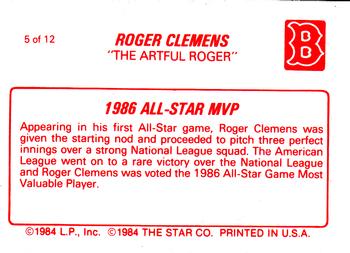 1987 Star Roger Clemens #5 Roger Clemens Back