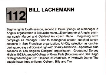 1988 Cal League #112 Bill Lachemann Back