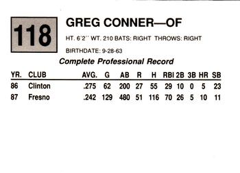 1988 Cal League #118 Greg Conner Back
