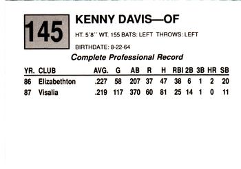 1988 Cal League #145 Kenny Davis Back