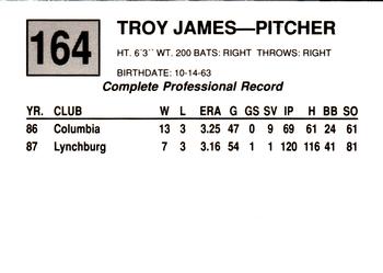 1988 Cal League #164 Troy James Back