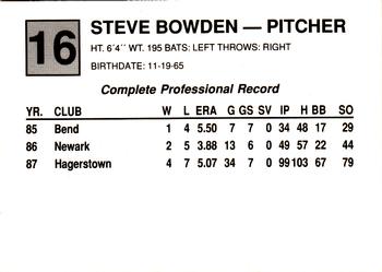 1988 Cal League #16 Steve Bowden Back