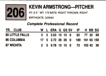 1988 Cal League #206 Kevin Armstrong Back