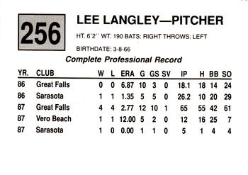 1988 Cal League #256 Lee Langley Back