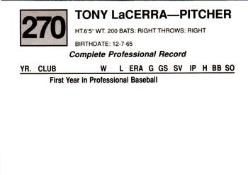 1988 Cal League #270 Tony LaCerra Back