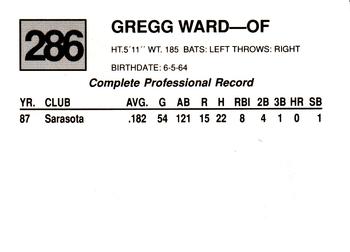 1988 Cal League #286 Gregg Ward Back